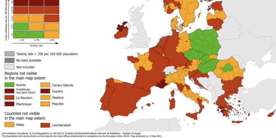 Στο κόκκινο παραμένει η Κύπρος στον επιδημιολογικό χάρτη του ECDC
