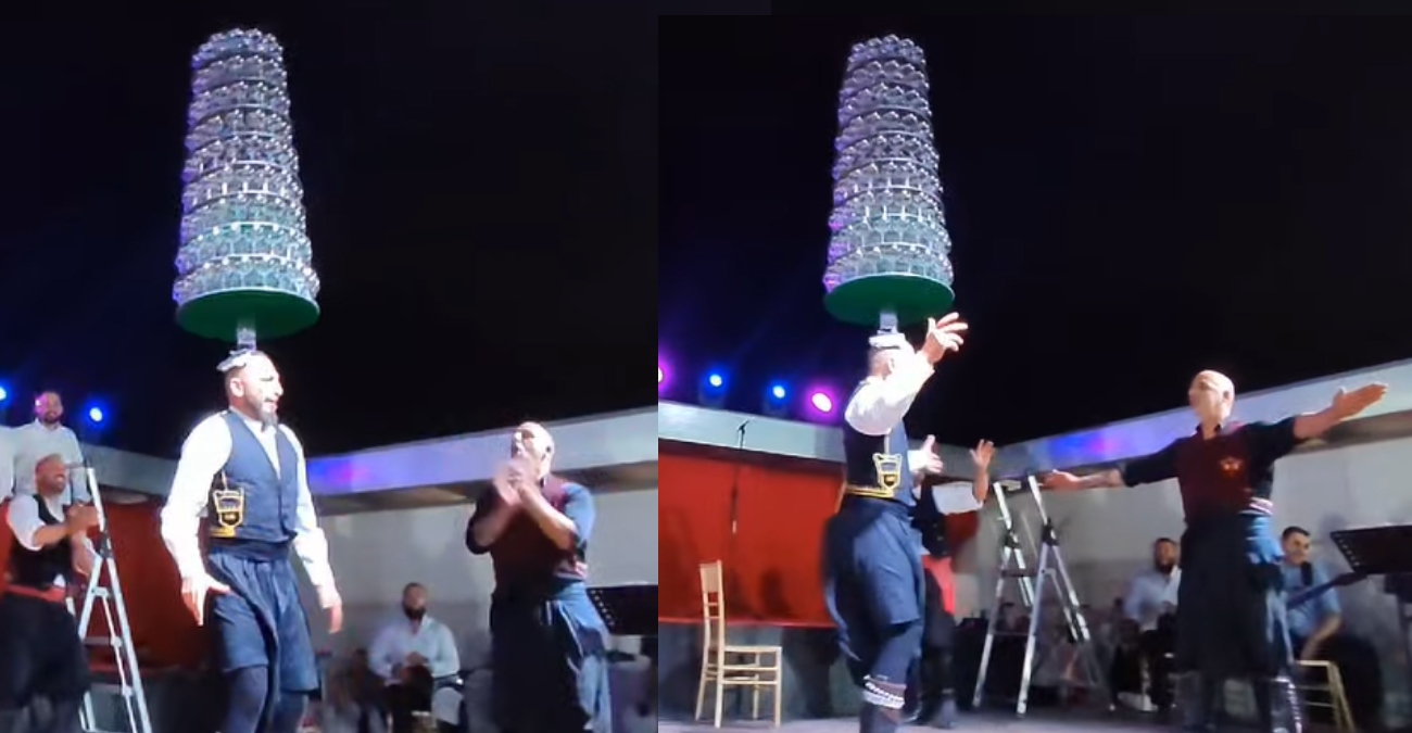 Εκπληκτικό: Έσπασε το ρεκόρ Γκίνες παραδοσιακού Κυπριακού χορού με 270 ποτήρια - Βίντεο