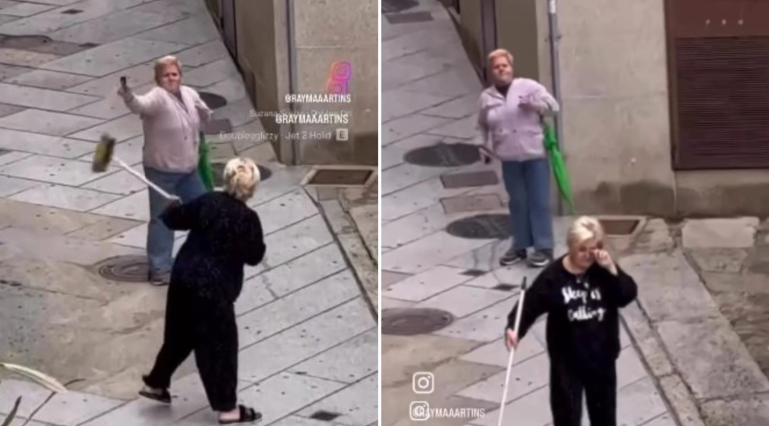 VIDEO: «The Epic Battle» - Γιαγιάδες «μονομαχούν» στη μέση του δρόμου με σκούπα και σπρέι