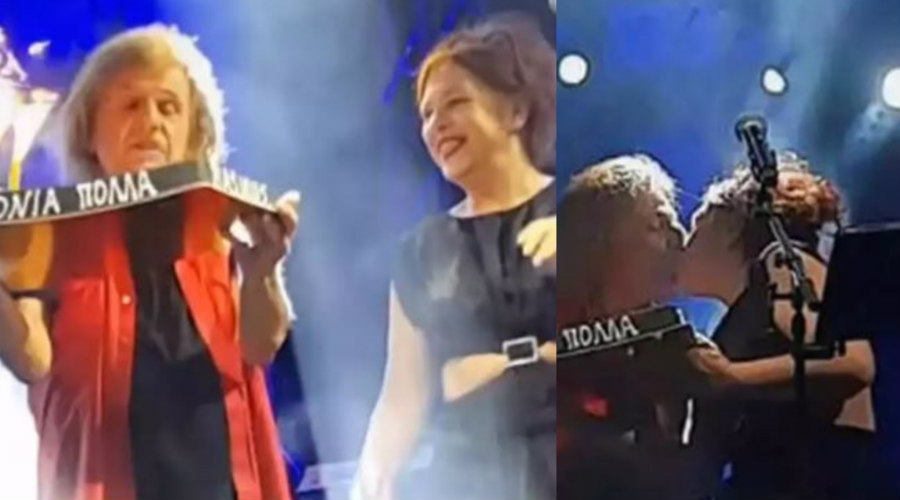 Ελένη Ράντου: Ανέβηκε στη σκηνή με τούρτα έκπληξη για τον Βασίλη Παπακωνσταντίνου και αντάλλαξαν κι ένα φιλί