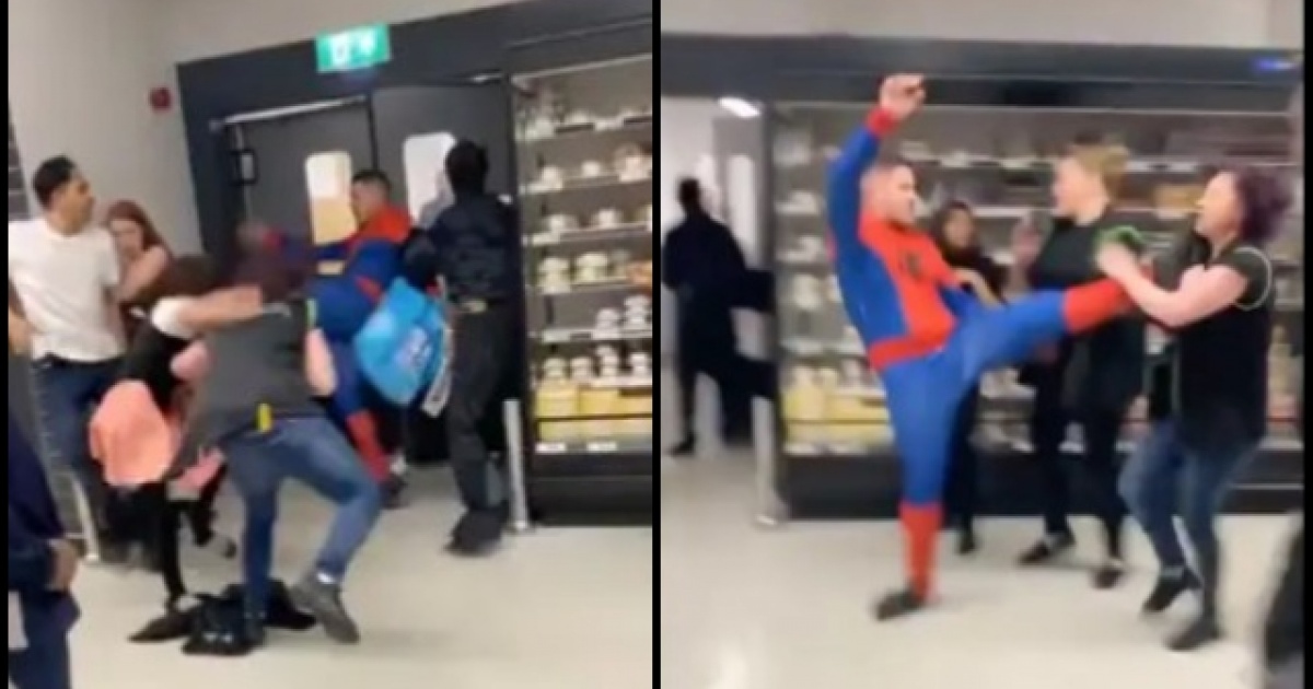 Αδιανόητο ξύλο σε σούπερ μάρκετ: Ντυμένος Spiderman μοίραζε μπουνιές και κλωτσιές -ΒΙΝΤΕΟ