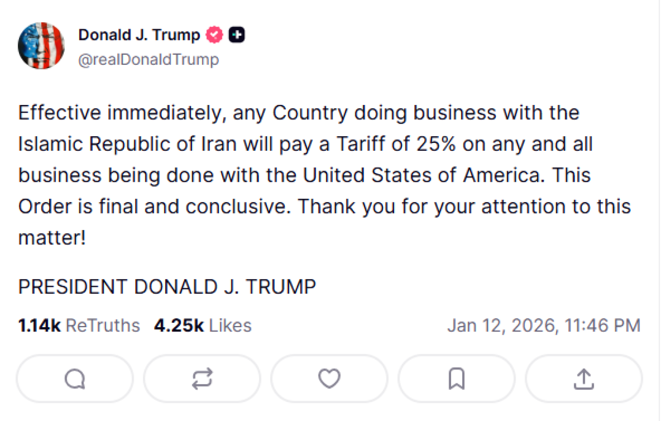 Δασμούς 25% σε όποια χώρα συναλλάσσεται με το Ιράν ανακοίνωσε ο Τραμπ: «Η απόφαση είναι τελική»