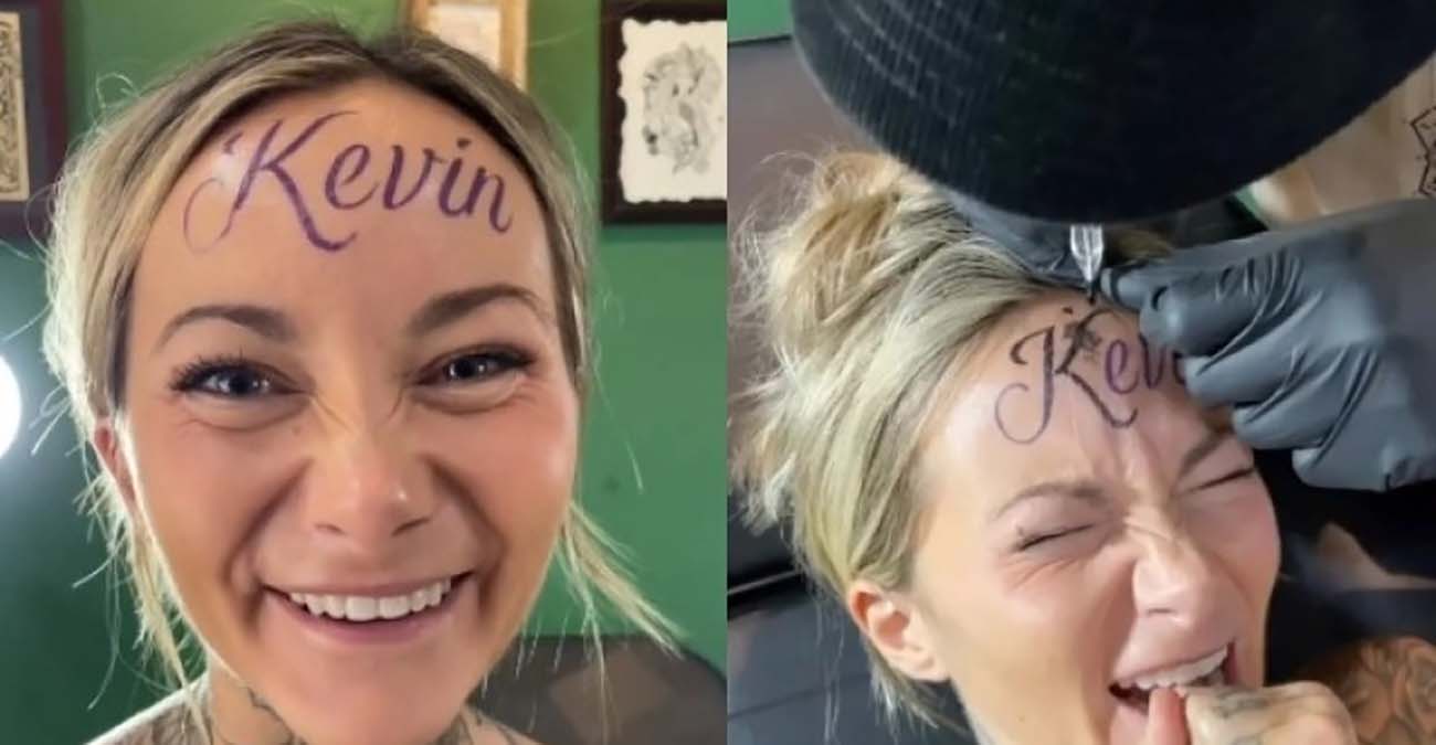 Influencer πήγε και έκανε τατουάζ το όνομα του φίλου της στο μέτωπο: «Είναι αληθινό, δεν είναι φάρσα» -Βίντεο 
