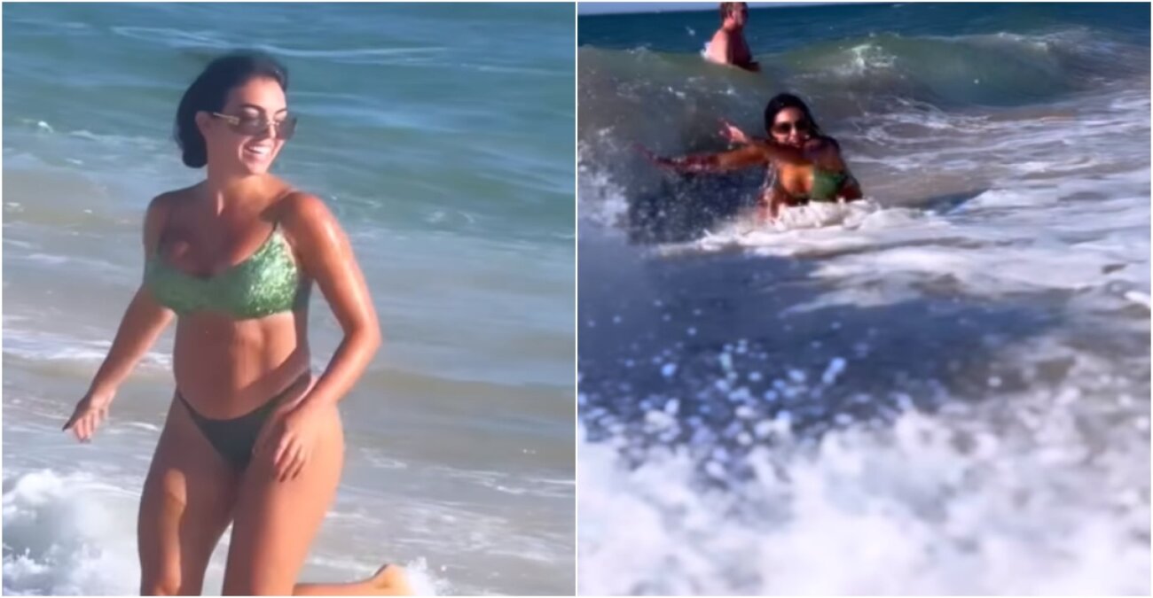 Τζορτζίνα Ροντρίγκεζ: Παλεύει με τα κύματα και «τρώει» τούμπα στη θάλασσα - Δείτε το βίντεο