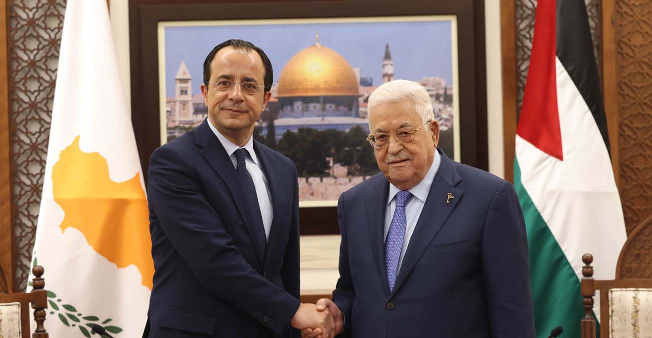 Συναντήθηκε με τον Πρόεδρο της Παλαιστίνης ο Νίκος Χριστοδουλίδης - Κατέθεσε στεφάνι στο μουσείο Αραφάτ