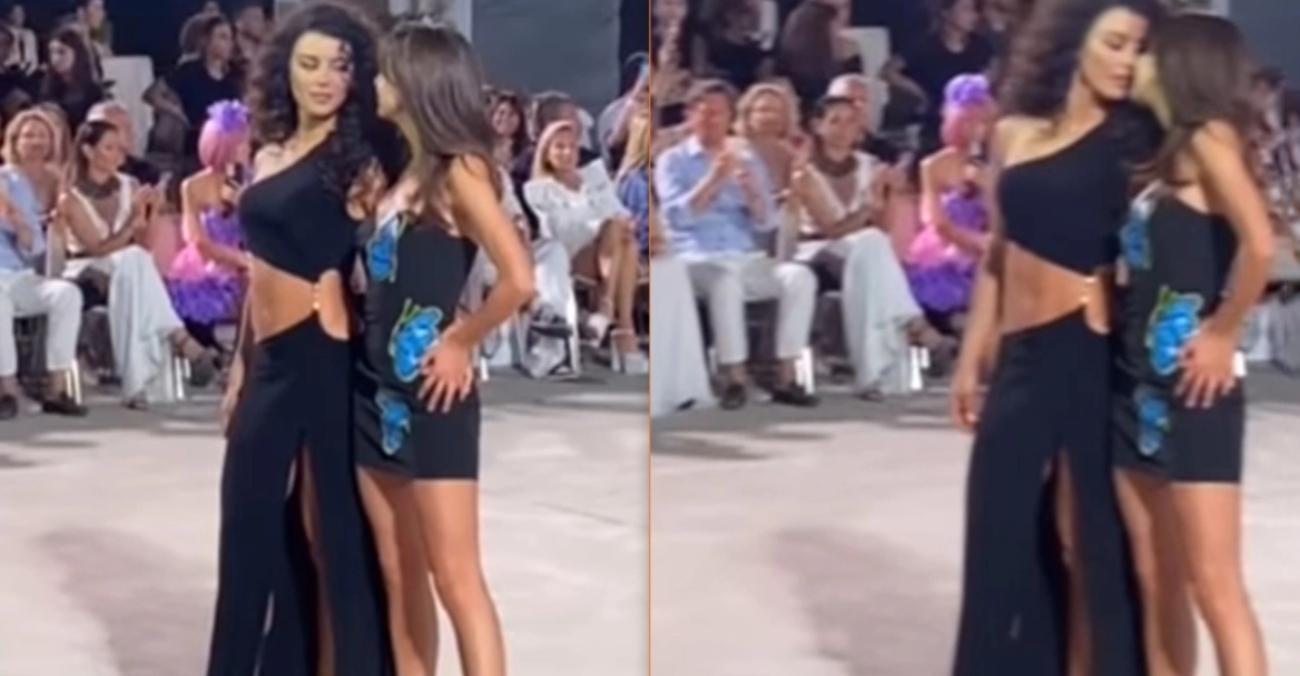 Ειρήνη Παπαδοπούλου: Το φιλί στο στόμα με τη Σοφιάνα Σπίνουλα σε επίδειξη μόδας - Δείτε βίντεο