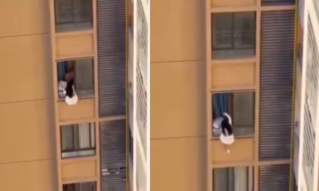 Video: Η ερωμένη κρέμεται από το μπαλκόνι για να μη τη βρει η σύζυγος του εραστή