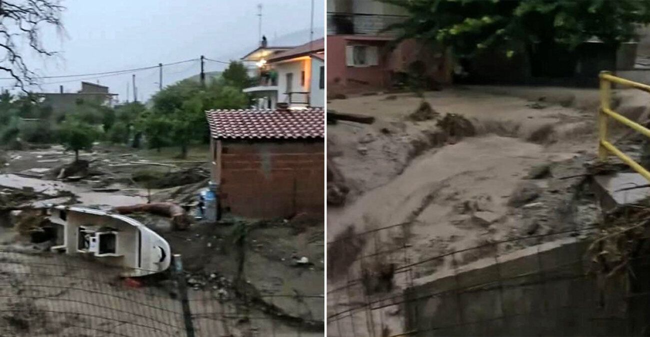 H κακοκαιρία Elias σαρώνει την Εύβοια: Πλημμυρισμένοι δρόμοι στις Ροβιές - 112 στο Μαντούδι - Δείτε βίντεο