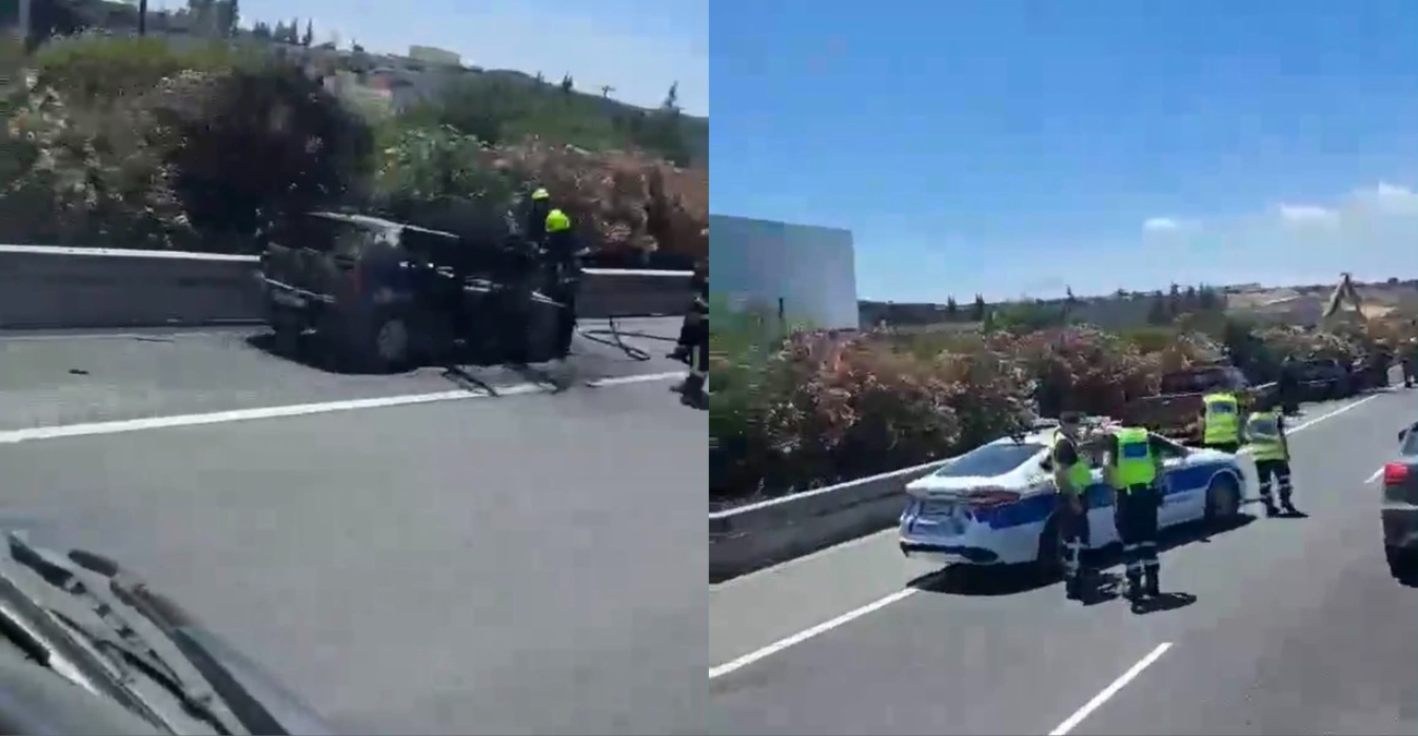 Χάος στον αυτοκινητόδρομο με το όχημα που τυλίχθηκε στις φλόγες - Βίντεο από το σημείο