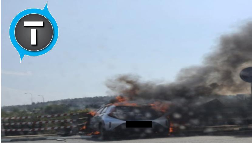 Στις φλόγες όχημα στον κυκλικό κόμβο Ριζοελιάς - Στο νοσοκομείο οδηγός