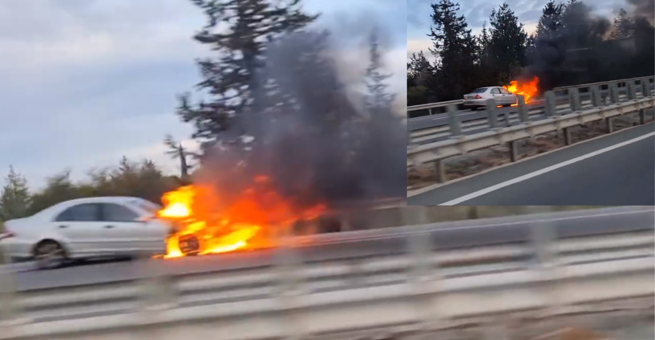 Φωτιά σε εν κινήσει όχημα στον αυτοκινητόδρομο Λευκωσίας-Λεμεσού - Φωτογραφίες