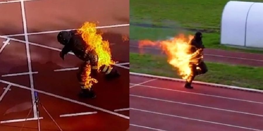 Έτρεξε 100 μέτρα τυλιγμένος στις φλόγες, χωρίς οξυγόνο και… μπήκε στο ρεκόρ Γκίνες - Δείτε σοκαριστικό βίντεο