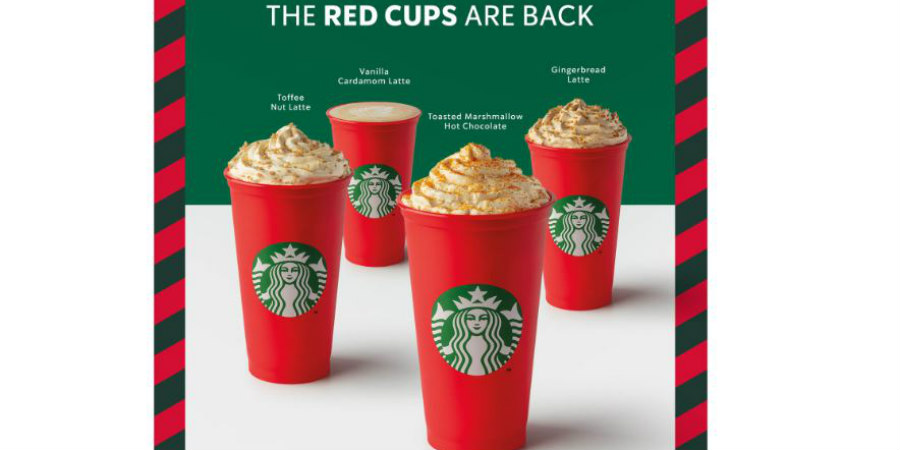Τα κόκκινα ποτήρια των Starbucks είναι ξανά κοντά μας με τις πιο λαχταριστές γεύσεις των εορτών