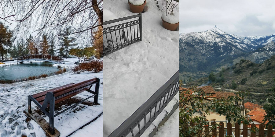 «Έκρυψε» το χιόνι τα σκαλιά – Απίστευτες εικόνες από ορεινές περιοχές της Κύπρου που «ντύθηκαν» στα λευκά