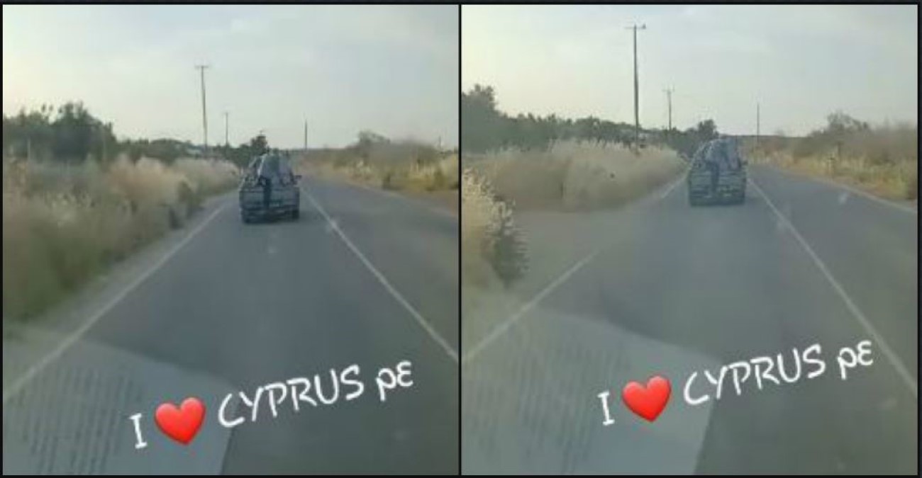 «Ακροβάτης» σε εν κινήσει διπλοκάμπινο μόνο στους δρόμους της Κύπρου – Δείτε βίντεο