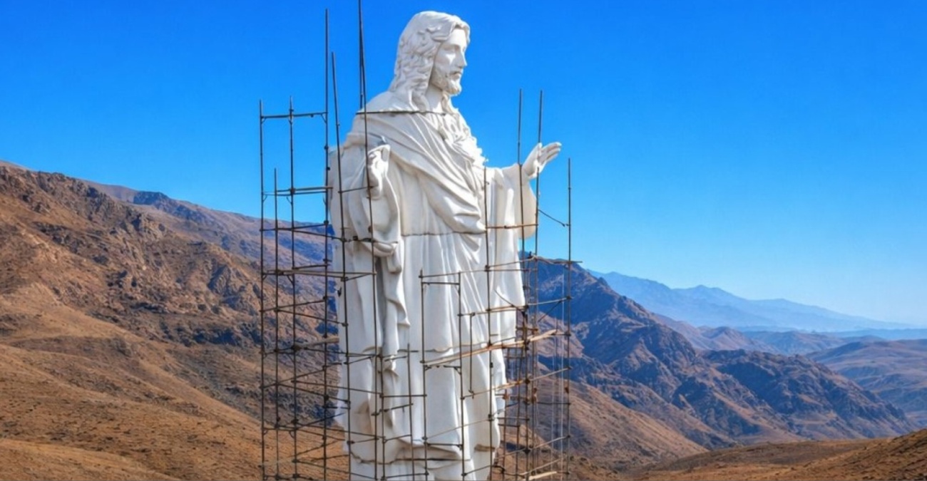 ΒΙΝΤΕΟ: Έφτιαξαν τεράστιο άγαλμα του Χριστού σε περιοχή που είχε βομβαρδιστεί από το Ισλαμικό Κράτος