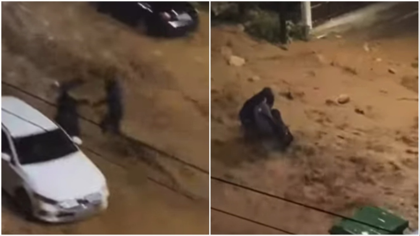 Γυναίκα σώθηκε την τελευταία στιγμή από ορμητικό χείμαρρο στην Ελλάδα, δείτε βίντεο