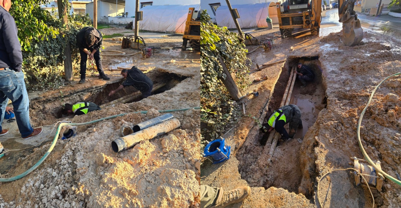 Επί ποδός από την Πρωτοχρονιά – Άμεση κινητοποίηση για σοβαρή απώλεια νερού στο Παραλίμνι – Δείτε φωτογραφίες