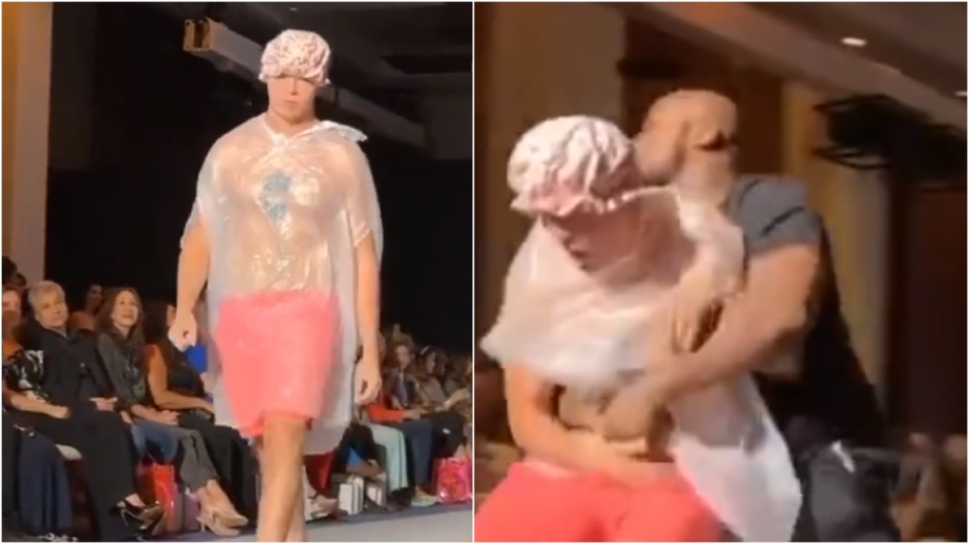 Εβδομάδα Μόδας: Viral ο «εισβολέας» που περπάτησε στην πασαρέλα φορώντας σακούλα σκουπιδιών - Βίντεο
