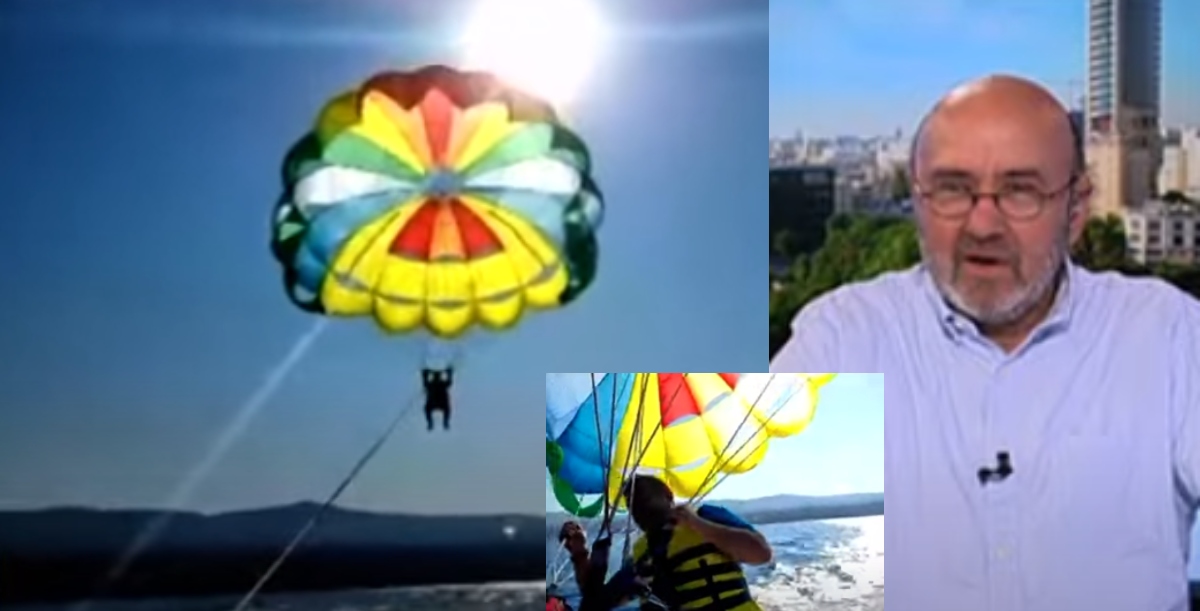 Κύπριος δημοσιογράφος ανέβηκε πάνω σε θαλάσσιο αλεξίπτωτο και αποχαιρέτησε τον Δημητρόπουλο - Βίντεο