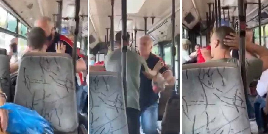 ΕΛΛΑΔΑ: Άγριο ξύλο μέσα λεωφορείο! Ηλικιωμένος επιτέθηκε σε νεαρό χωρίς μάσκα - VIDEO