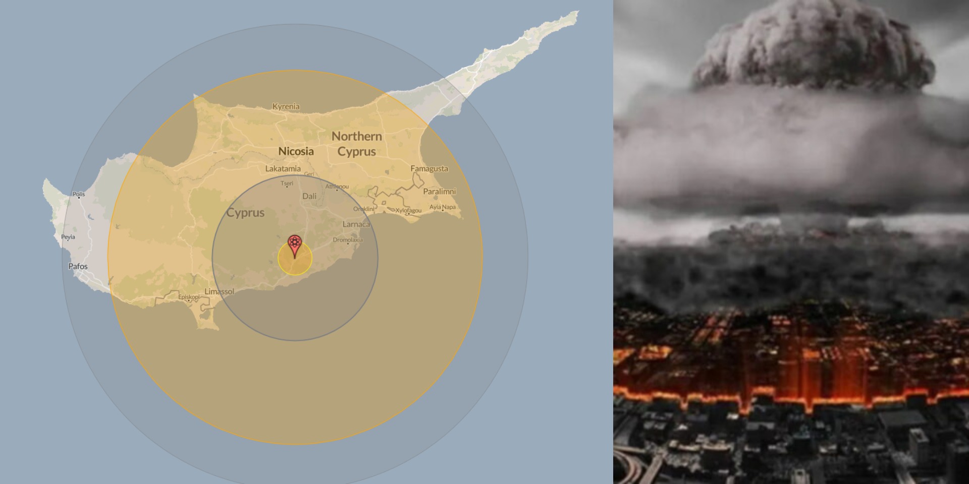 Τρομακτικό σενάριο: Πως θα ήταν η πόλη σου αν έπεφτε πυρηνική βόμβα - Τι δείχνει ο διαδραστικός χάρτης για Λευκωσία