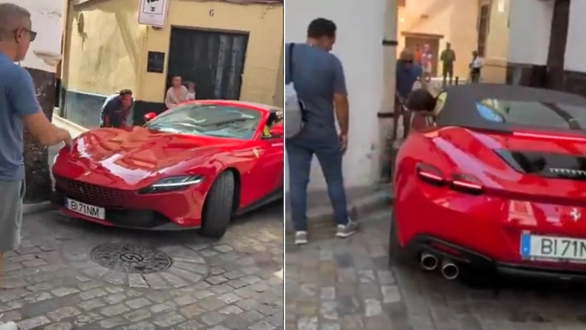 VIDEO: Ferrari των 300.000 ευρώ «κόλλησε» στα σοκάκια της Σεβίλλης - «Πάρ' το λίγο αριστερά»