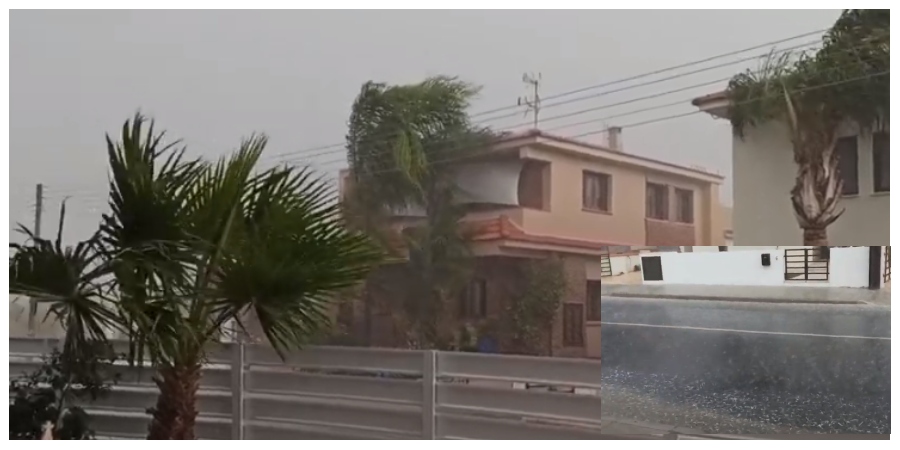 Άνοιξαν οι ουρανοί: Φοβερή βροχόπτωση στη Λάρνακα - Ο αέρας παρασύρει ότι βρεί στο δρόμο του - ΒΙΝΤΕΟ