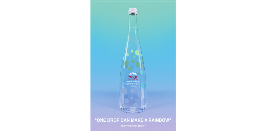 Ο Virgil Abloh  και το Evian® διευρύνουν τα  σχεδιαστικά όρια, με τη Limited Edition συλλογή  “One Drop Can Make a Rainbow”