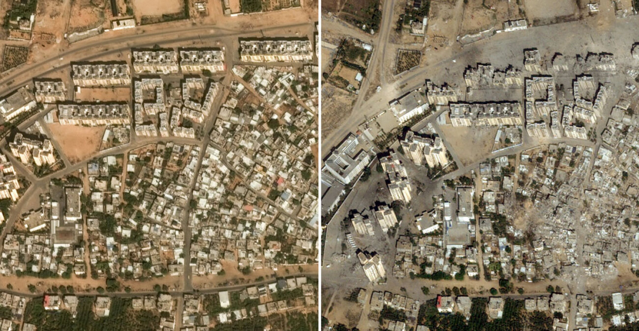 Δορυφορικές εικόνες πριν και μετά τους βομβαρδισμούς στη Λωρίδα της Γάζας - Κτίρια, σπίτια και δομές έχουν μετατραπεί σε ερείπια