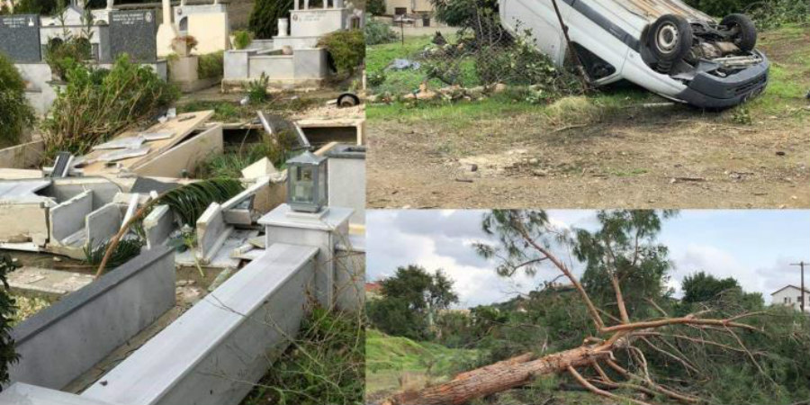 Μετρά τις ζημιές της η Λεμεσός από την κακοκαιρία - Ζημιές σε κοιμητήριο