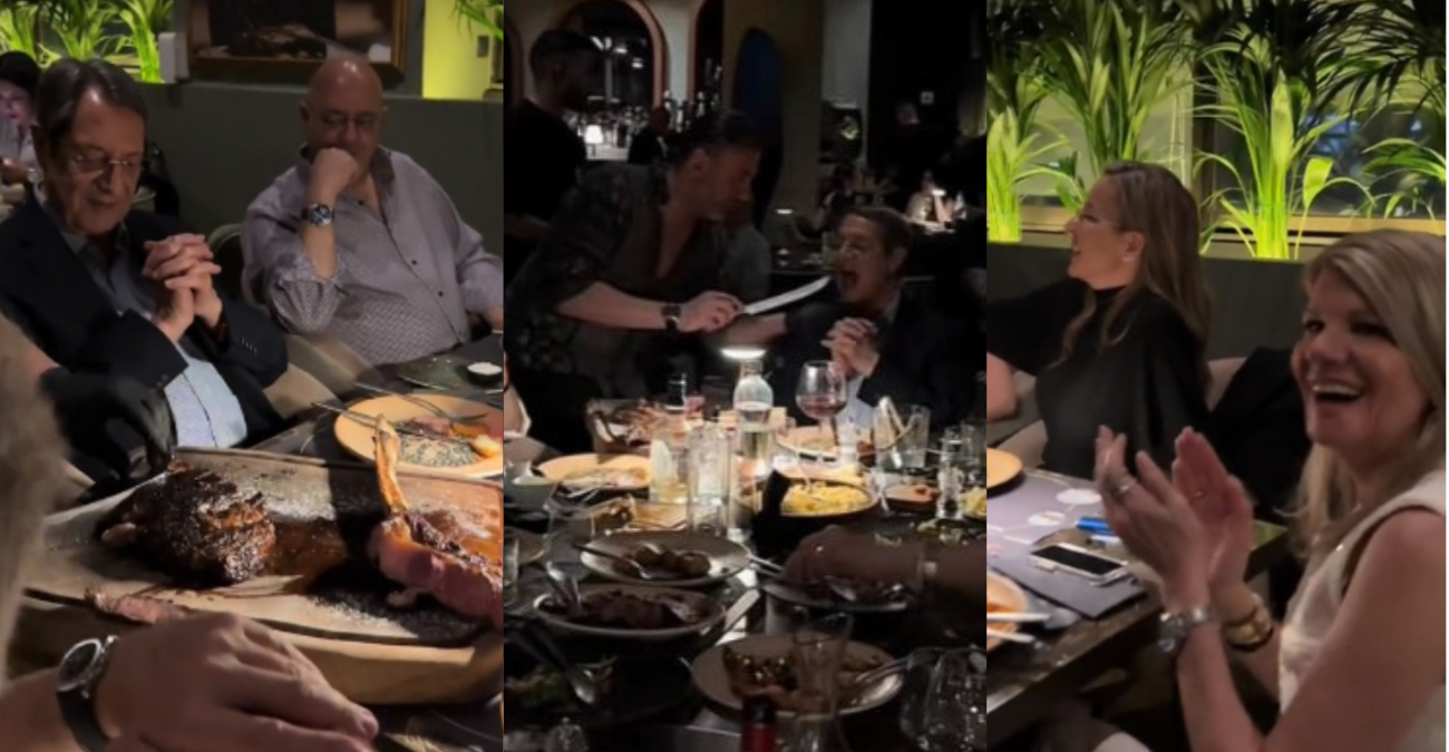 Γνωστός σέφ στην Αθήνα ταϊζει στο στόμα με μαχαίρι τον Νίκο Αναστασιάδη - Το βίντεο έγινε viral