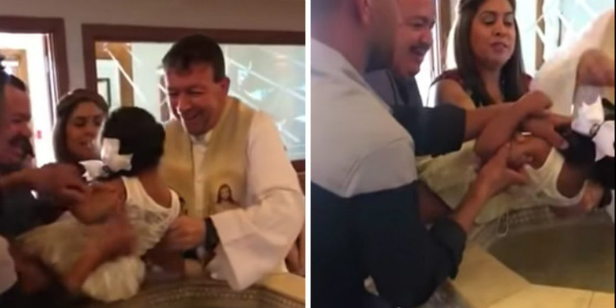 Τι και αν είναι μόλις τρίχρονο κοριτσάκι - Έβριζε τον πάτερ την ώρα που την βάφτιζε - VIDEO