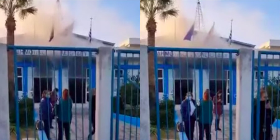 Άφησαν μήνυμα για τη φωτιά στο σχολείο – Βίντεο από το σημείο που καίγεται το κτήριο 