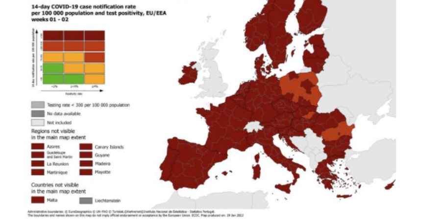 Χάρτης ECDC: Παραμένει στο βαθύ κόκκινο η Κύπρος- Περαιτέρω επιδείνωση στην υπόλοιπη Ευρώπη
