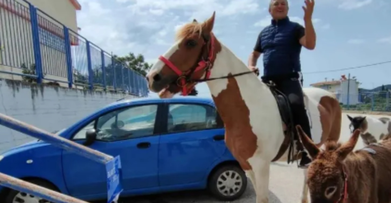 Εκλογές Ελλάδα: Αγρότης με... άλογο και γαϊδούρι σε εκλογικό κέντρο στο Ναύπλιο - Δείτε φωτογραφίες