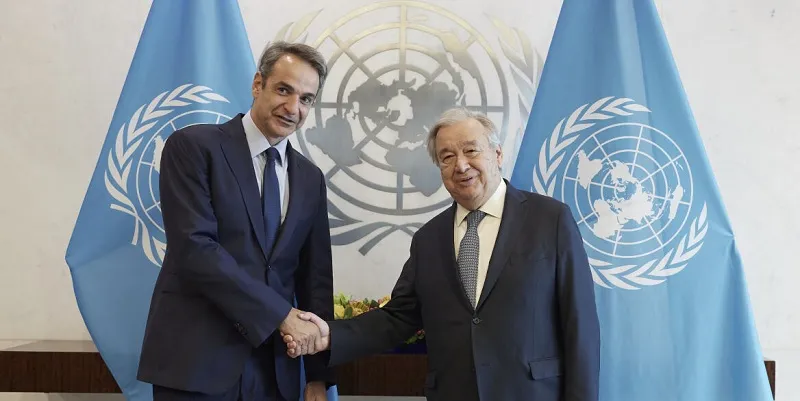 Γκουτέρες-Μητσοτάκης: Στο επίκεντρο της συνάντησης το Κυπριακό - Ικανοποίηση για τον διορισμό Ολγκίν