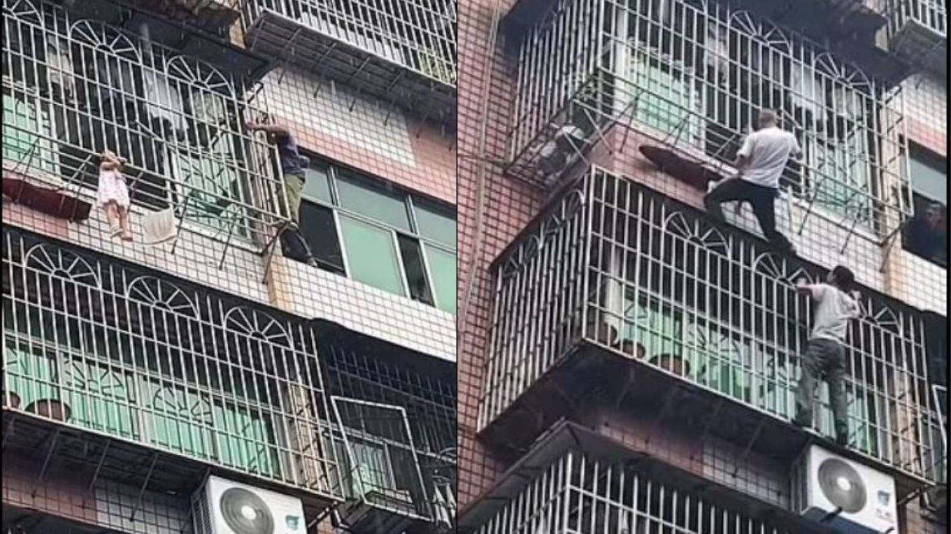 Κίνα: Γείτονες έσωσαν παιδί σε πολυκατοικία που κρεμόταν στον αέρα από ύψος 21 μέτρων - Βίντεο
