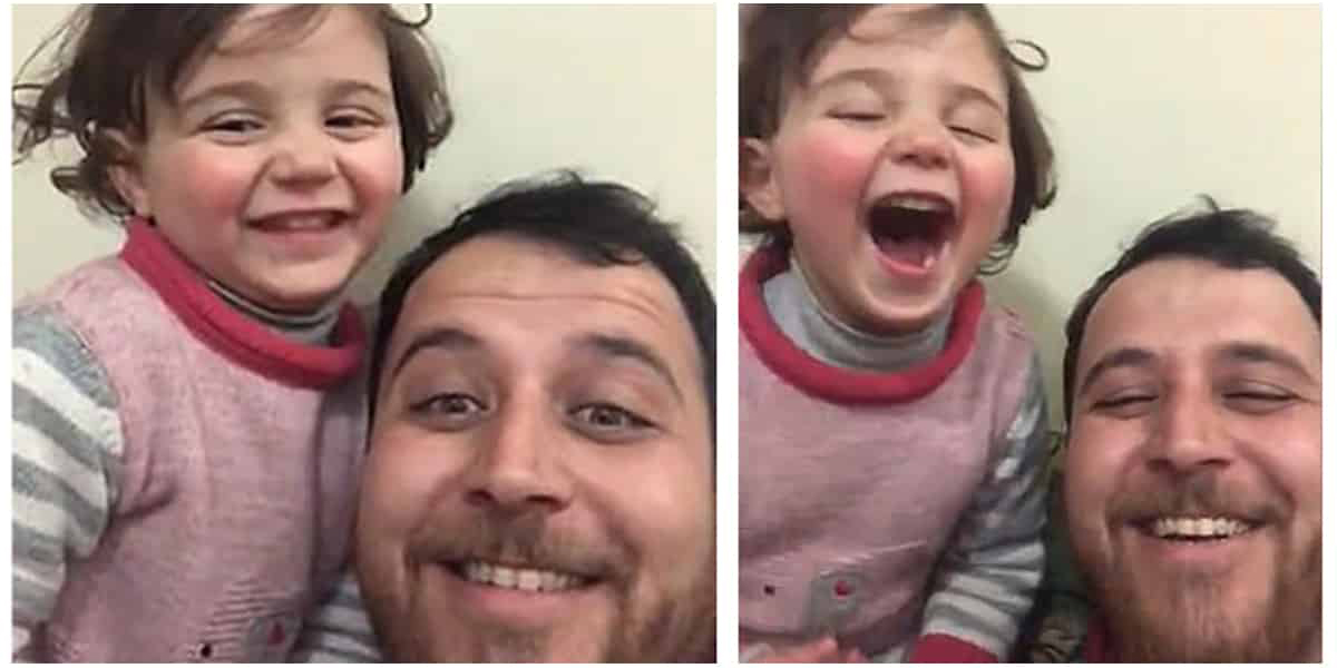 Σύριος πατέρας μετατρέπει την στιγμή που πέφτει βόμβα σε... παιχνίδι για την κορούλα του