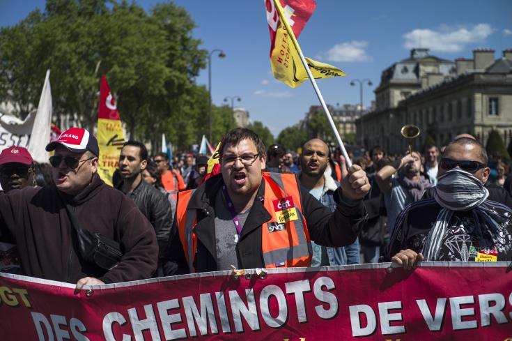Εκδήλωση διαμαρτυρίας στο Παρίσι για τις μεταρρυθμίσεις Μακρόν 
