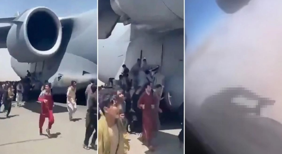 Βίντεο-σοκ από την Καμπούλ: Αντρας εγκλωβίζεται στους τροχούς αμερικανικού αεροσκάφους και βρίσκει τραγικό θάνατο