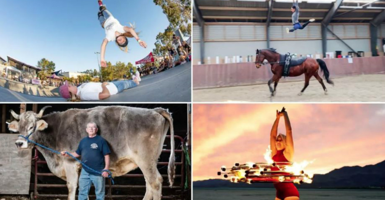 Ρεκόρ Γκίνες: Η μεγαλύτερη αφάνα, ο πιο μεγάλος ταύρος, τα περισσότερα φλεγόμενα χούλα χουπ και η 73χρονη Ninja Warrior - Βίντεο και φωτογραφίες