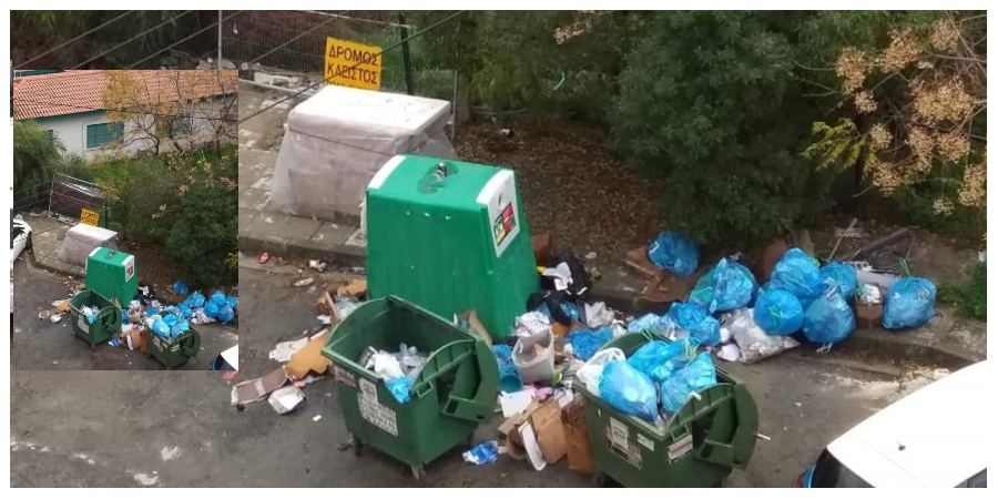 ΛΕΥΚΩΣΙΑ: 'Ντροπή' φωνάζει κάτοικος Κύπρου - Τα σκουπίδια και κάδοι αναποδογυρισμένοι στο δρόμο στην Κύπρο του 2019
