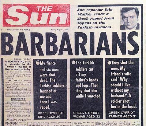 Οι μαρτυρίες των Κύπριων γυναικών που βιάστηκαν από τους Τούρκους εισβολείς. Το ανατριχιαστικό πρωτοσέλιδο της αγγλικής «Sun» τον Αύγουστο του 1974