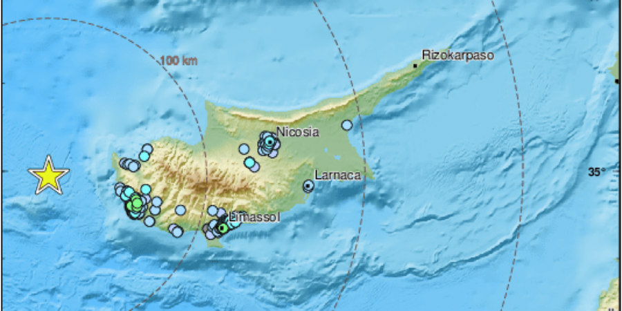 Xωρίς ζημιές ο χθεσινοβραδινός σεισμός στην Κύπρο - 53 χιλιόμετρα δυτικά -βορειοδυτικά της Πόλης Χρυσοχούς