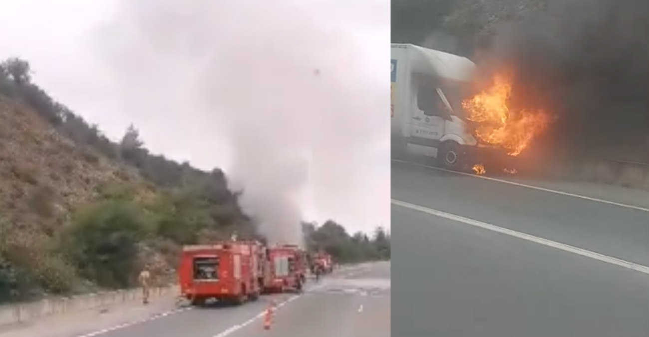 Φωτιά σε φορτηγό στον αυτοκινητόδρομο – Έκλεισε μία λωρίδα - Βίντεο από το σημείο