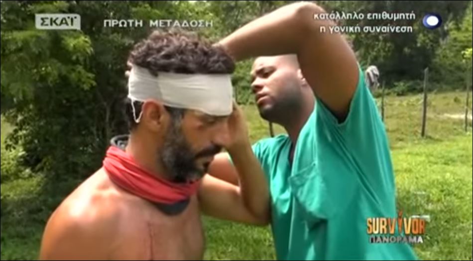 «Πάγωσαν» στο Survivor: Τραυματίστηκε στο κεφάλι ο Γιώργος Χρανιώτης - VIDEO