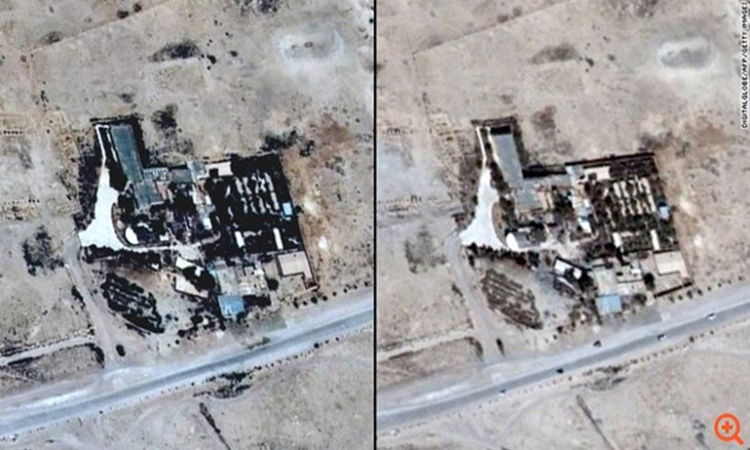 Παλμύρα: Δορυφορικές φωτογραφίες επιβεβαιώνουν την καταστροφή του ναού του Βήλου