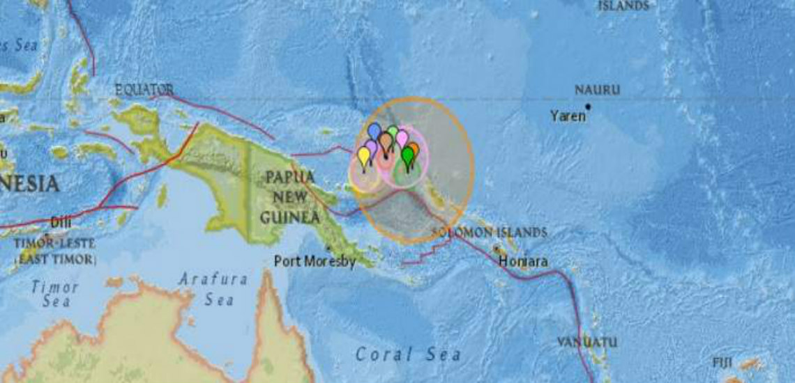 Σεισμός 6,3 βαθμών στην κλίμακα Ρίχτερ ανοιχτά της Παπούα Νέα Γουινέα