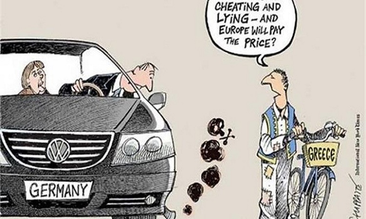Σκίτσο NY Times: Η Ελλάδα ειρωνεύεται τη Μέρκελ με αφορμή το σκάνδαλο Volkswagen